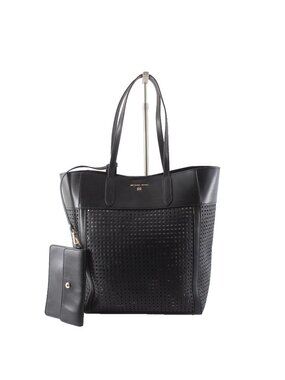 Michael Kors Purse Sinclair 13 x 12 x 5 Black Perforated Leather Shopper Tote